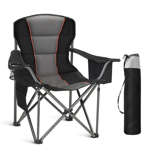 Double-layer cotton-padded high-back camping chair; Extra large, portable cup holder and cooler bag folding outdoor leisure chair