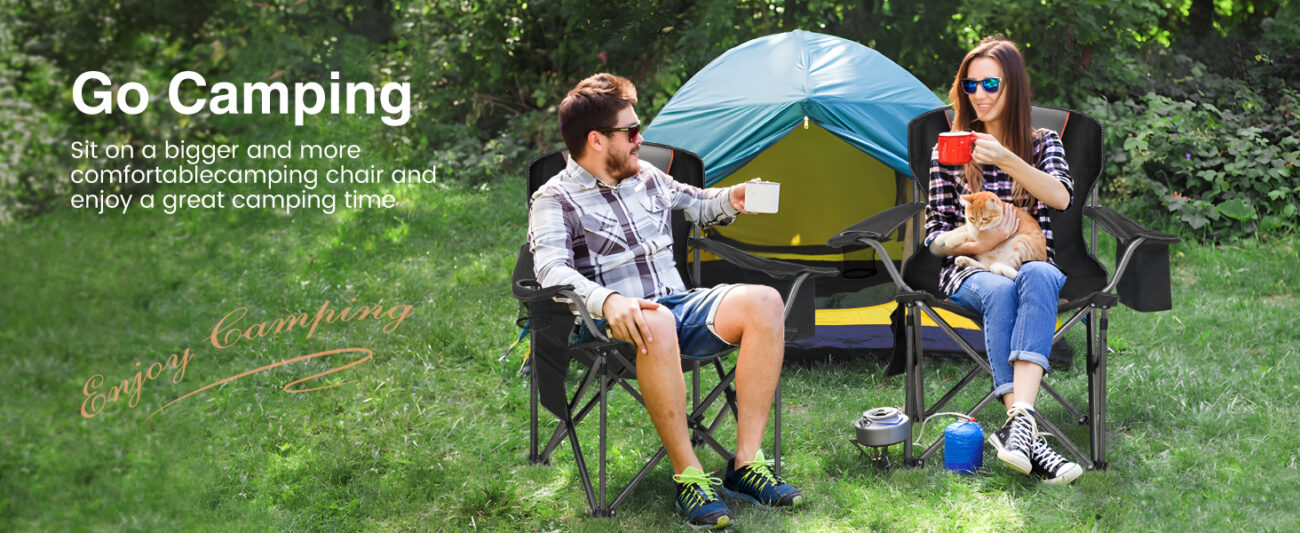 Chill Out in Nature Sink into our extra-wide camping chair and enjoy lazy weekends with your favorite people (and pets!)
