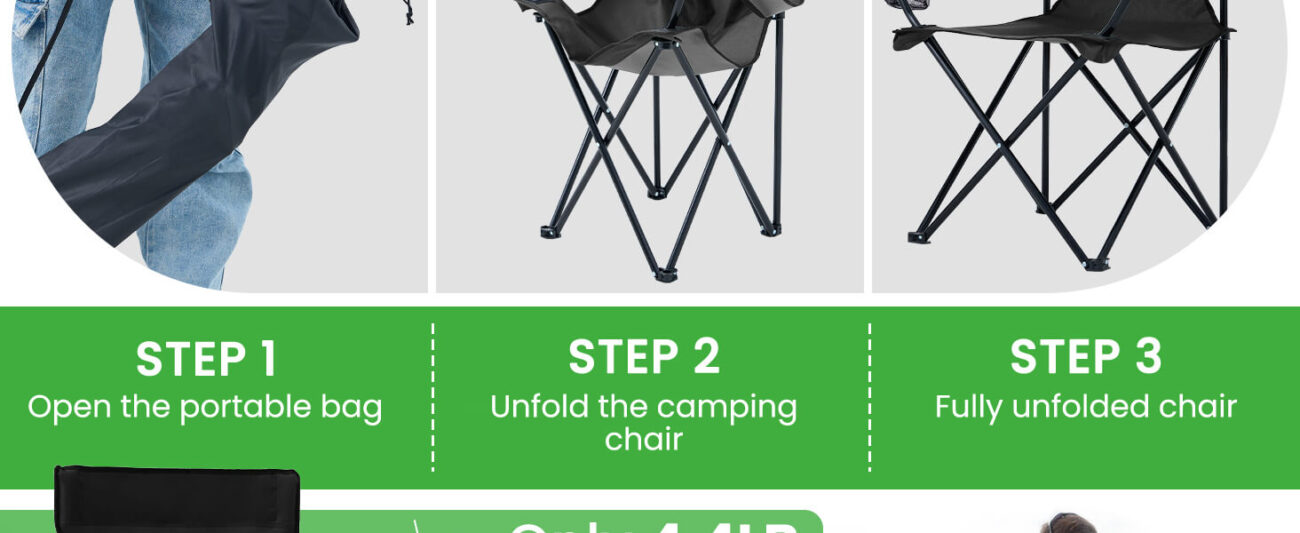 Demonstration of the unfolding process of the wear-resistant Oxford cloth folding chair: Intuitively show the convenience of "taking out from the storage bag → unfolding → stable shaping" in three steps. The X-shaped steel frame structure provides stable support, suitable for outdoor enthusiasts who pursue "easy operation and portability"