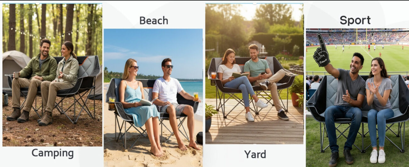 Core Version: Multi-Scene Double Folding Camping Chair for Camping, Beach, Yard & Sports Events